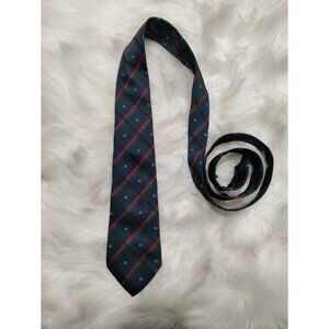 Burberry All Silk Striped Necktie Navy Blue Men's One Size Made in England